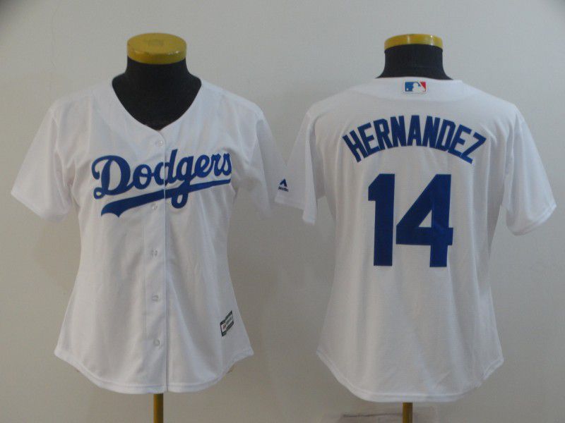 Women Los Angeles Dodgers #14 Hernandez White Game MLB Jersey->los angeles dodgers->MLB Jersey